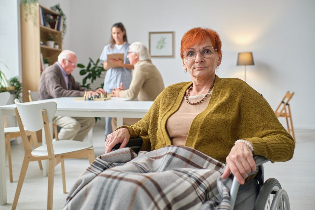 Elderly woman living in nursing home